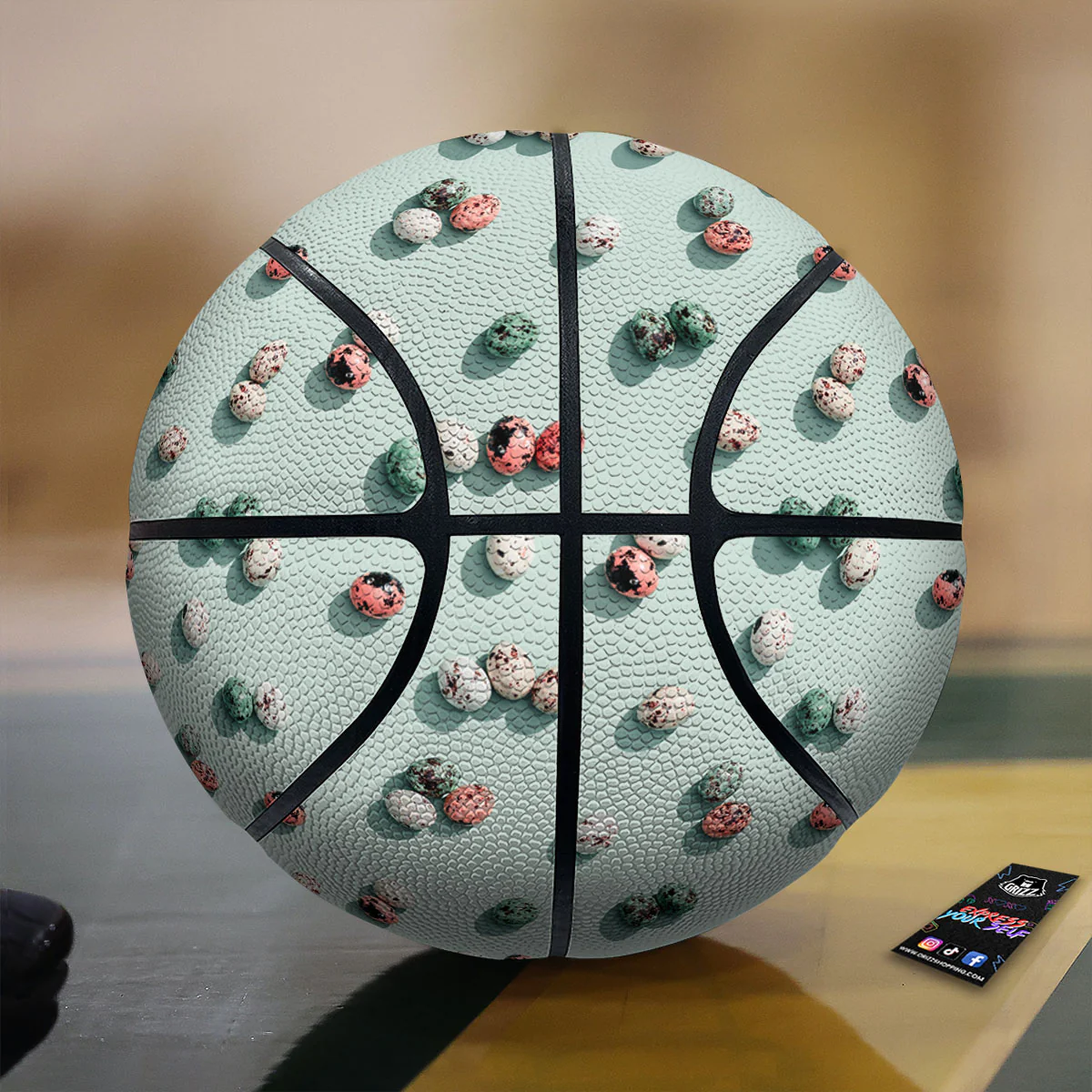 Colorful Pile Of Easter Eggs Print Pattern Basketball