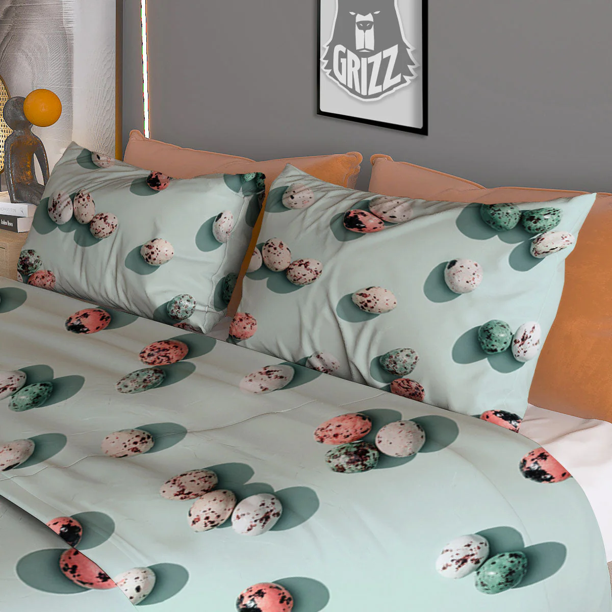 Colorful Pile Of Easter Eggs Print Pattern Duvet Cover Bedding Set - Image 3