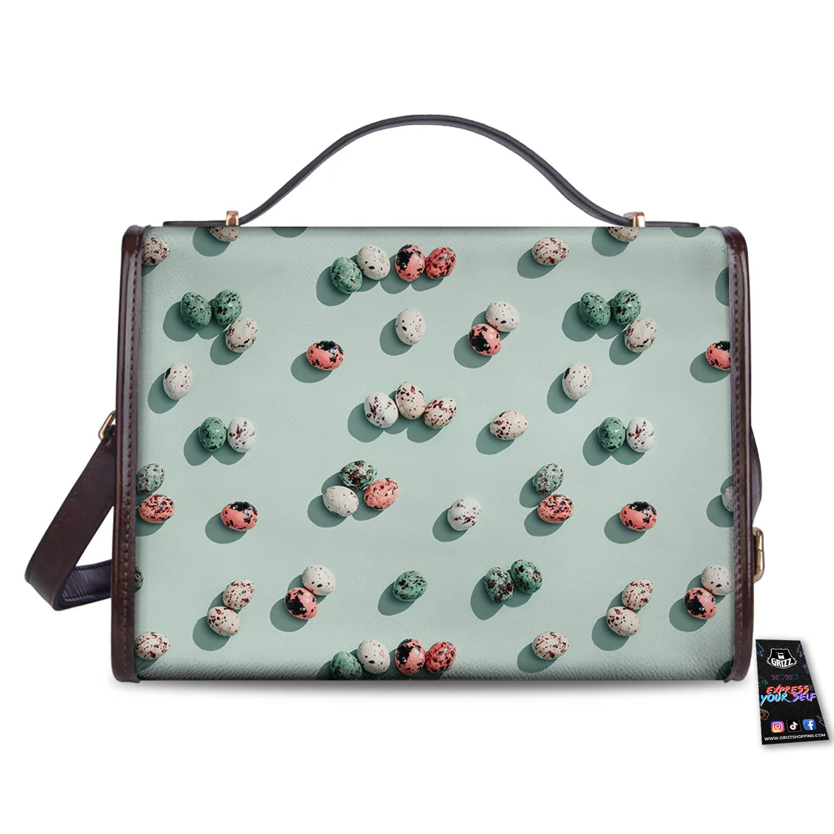Colorful Pile Of Easter Eggs Print Pattern Women's Satchel Bag - Image 2