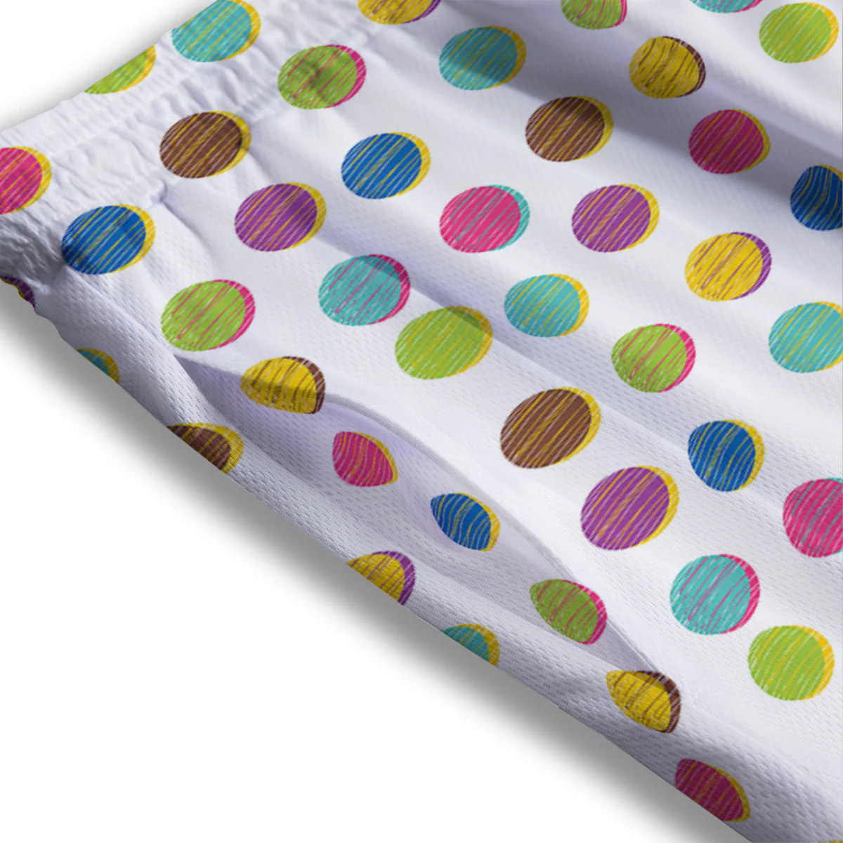 Colorful Polka Dot Hand Drawn Print Pattern Mesh Shorts - Image 3