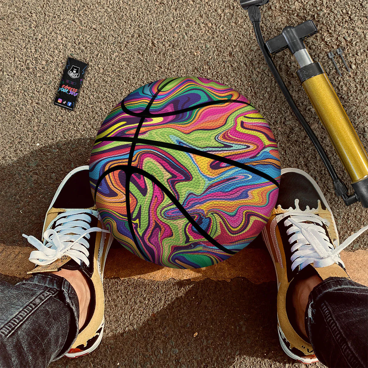 Colorful Psychedelic Print Basketball - Image 2