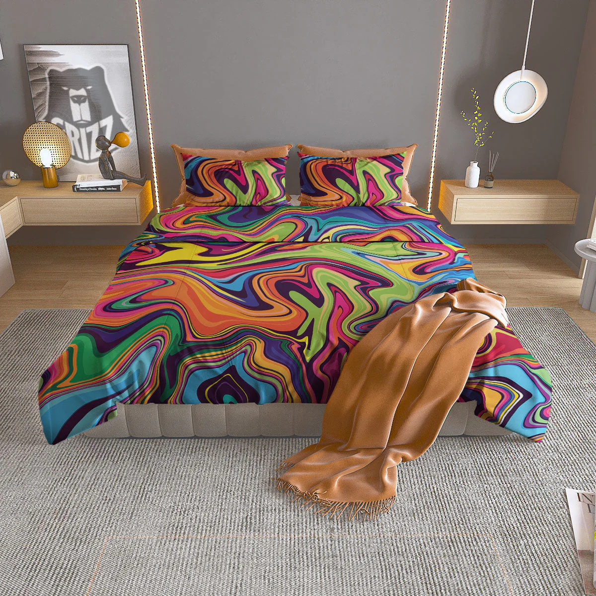 Colorful Psychedelic Print Duvet Cover Bedding Set