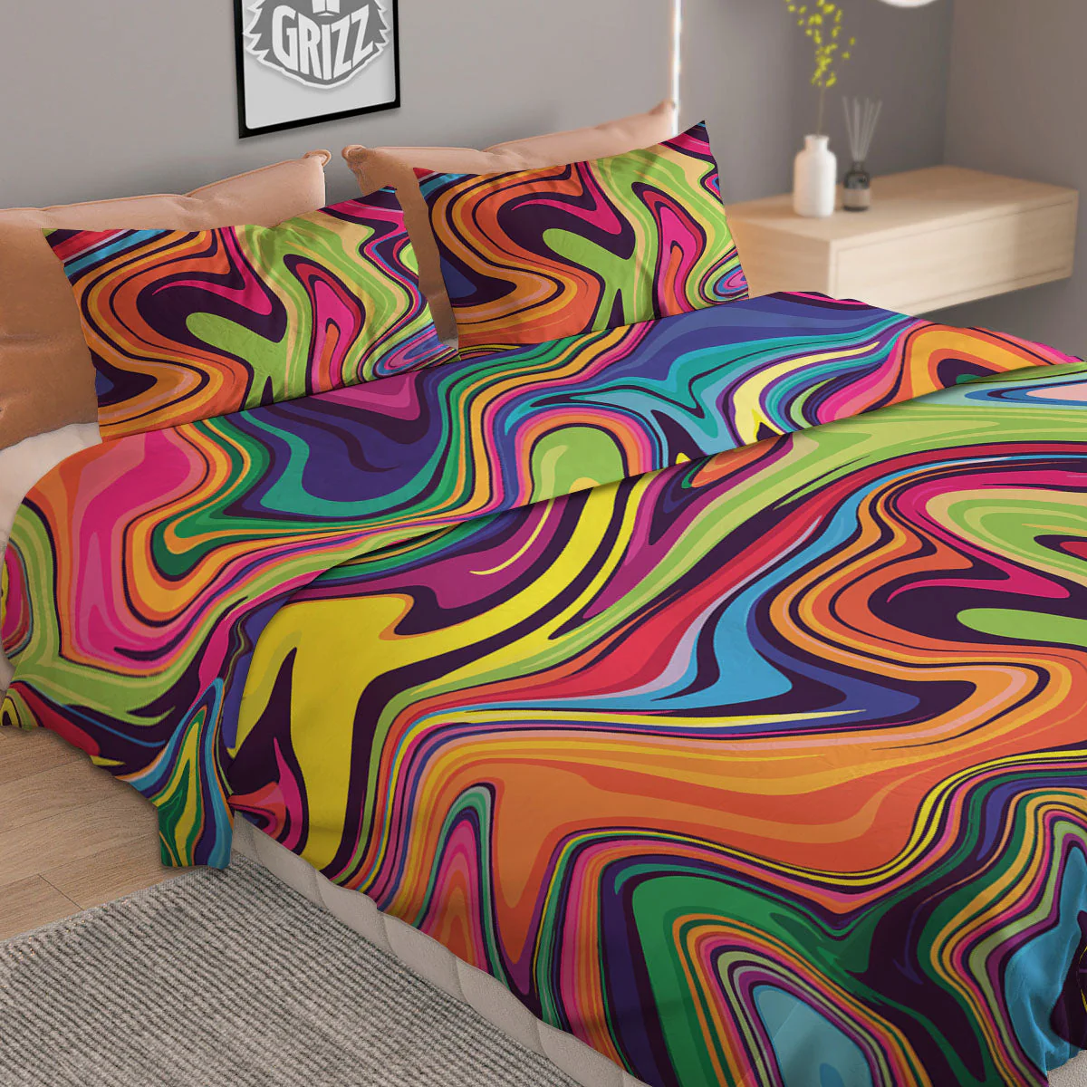 Colorful Psychedelic Print Duvet Cover Bedding Set - Image 2
