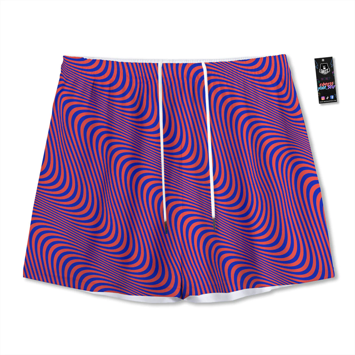 Colorful Wavy Bright Waves Print Mesh Shorts