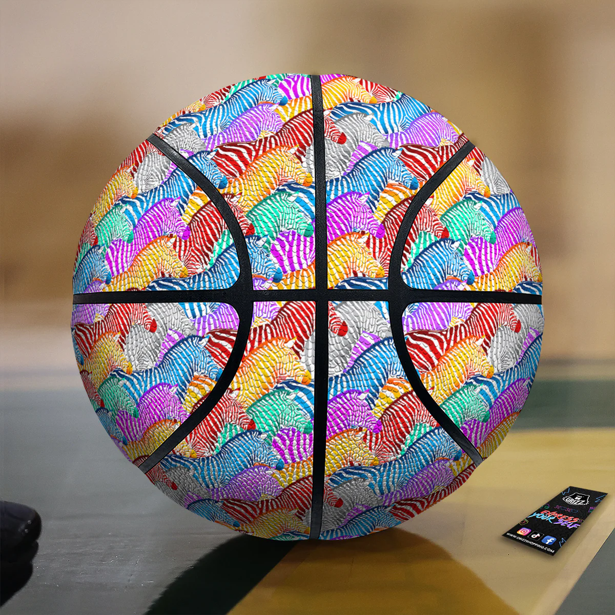 Colorful Zebra Print Pattern Basketball
