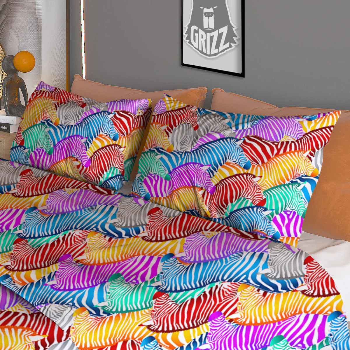 Colorful Zebra Print Pattern Duvet Cover Bedding Set - Image 3
