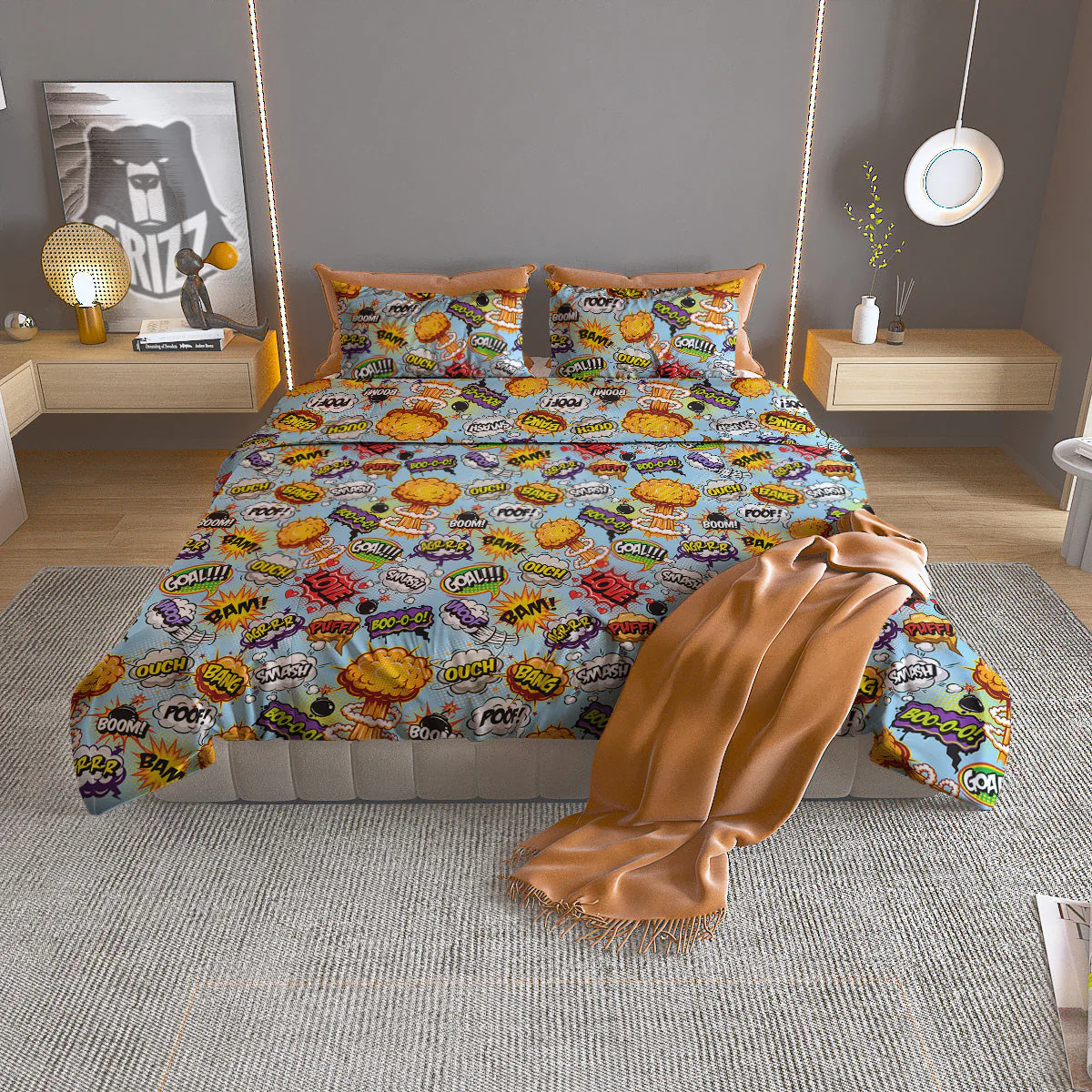 Comics Book Speech Print Pattern Duvet Cover Bedding Set