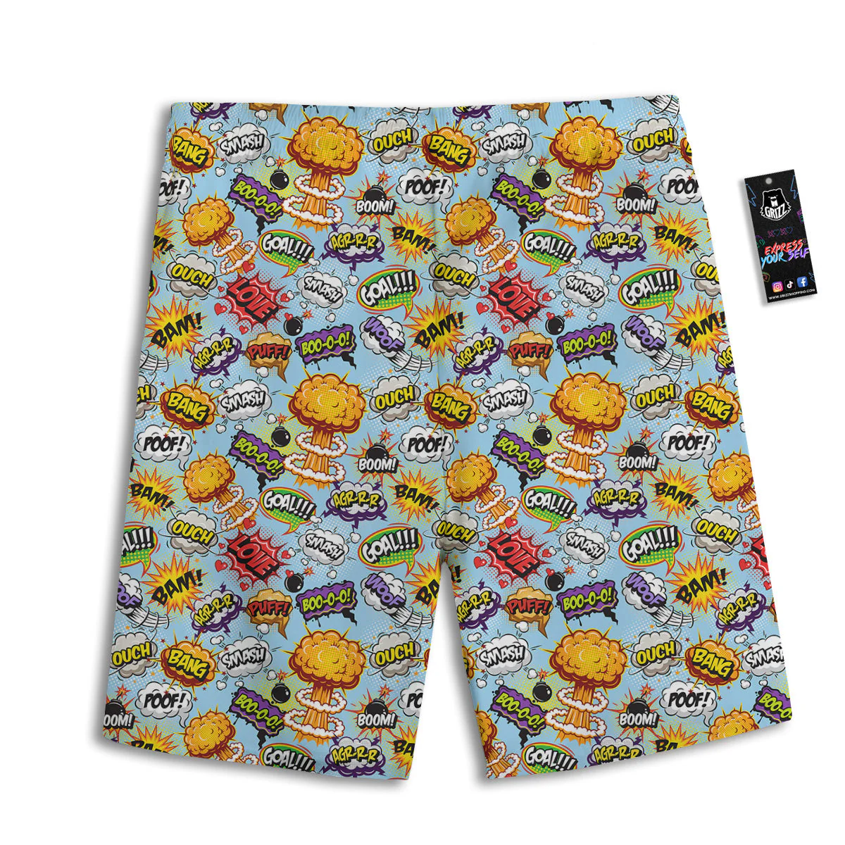 Comics Book Speech Print Pattern Men's Athletic Shorts - Image 2
