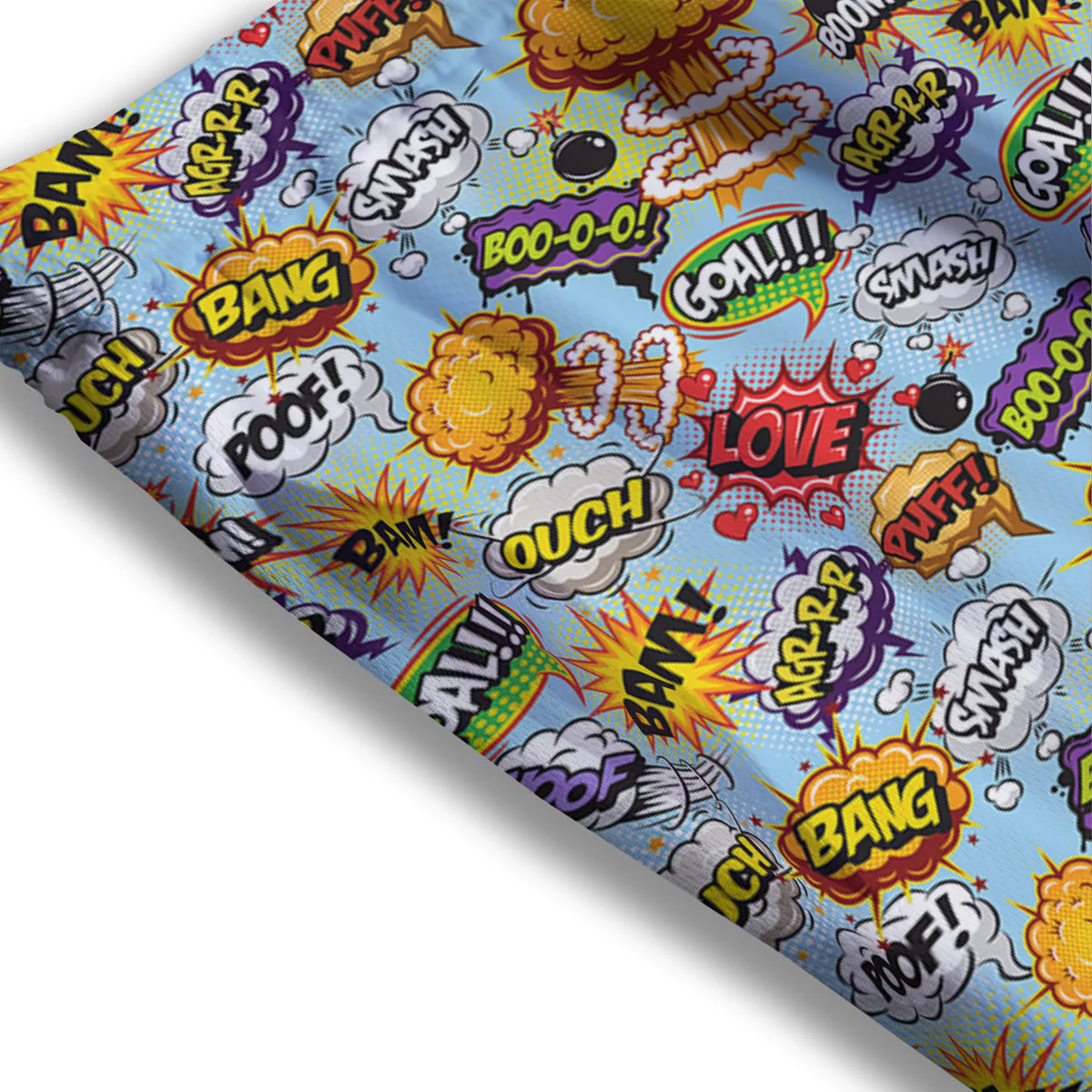 Comics Book Speech Print Pattern Mesh Shorts - Image 3