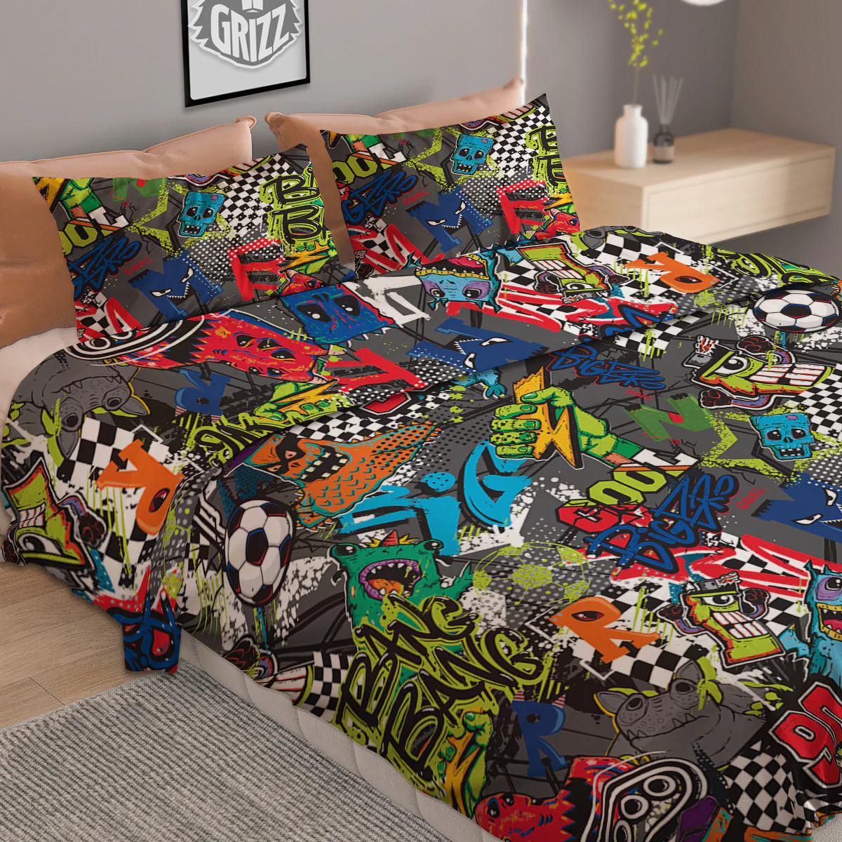 Comics Monsters Graffiti Print Pattern Duvet Cover Bedding Set - Image 2