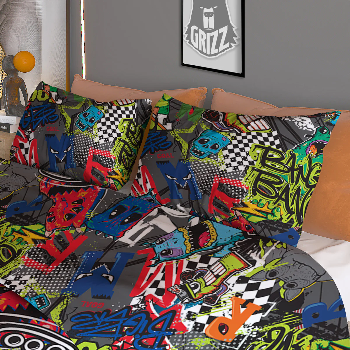 Comics Monsters Graffiti Print Pattern Duvet Cover Bedding Set - Image 3