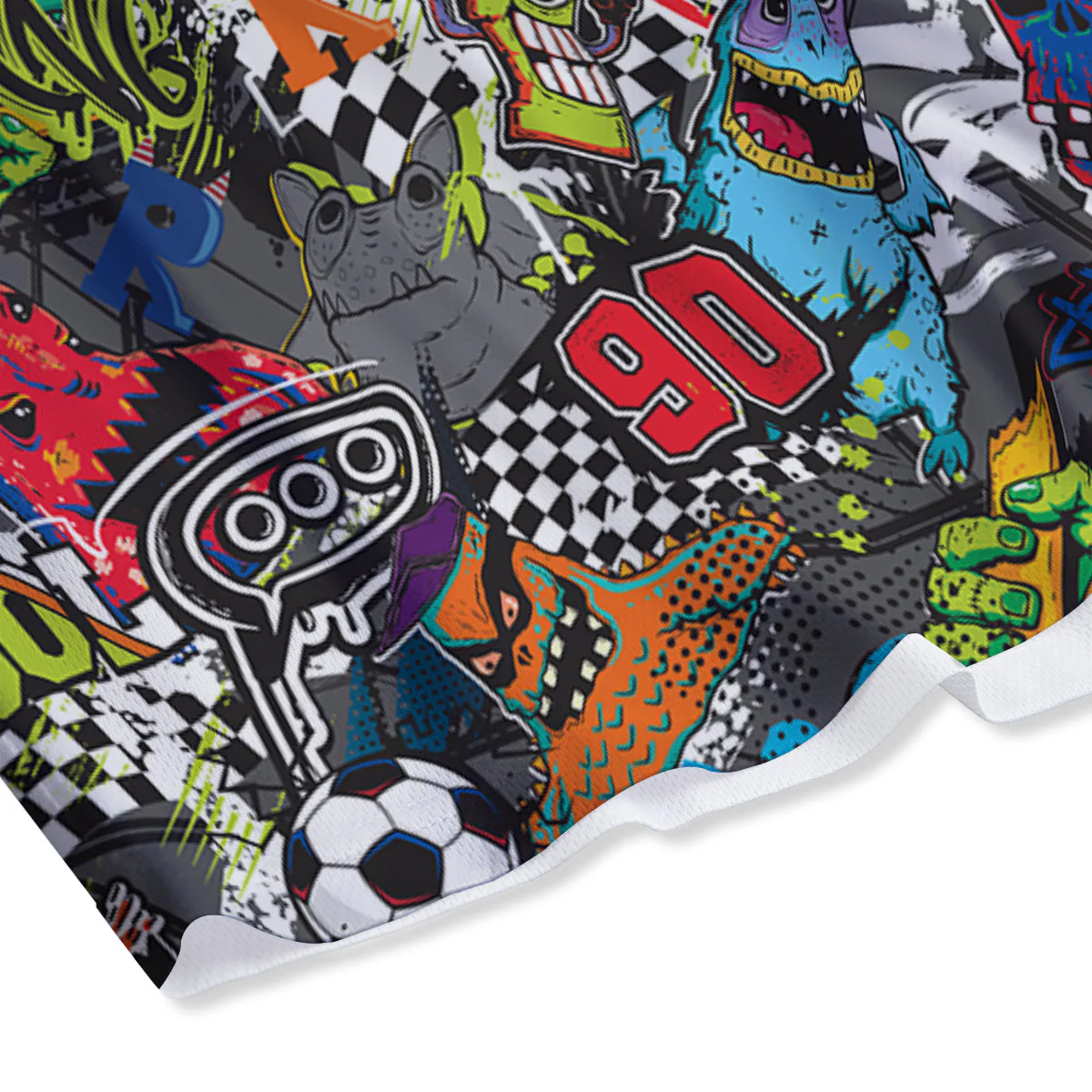 Comics Monsters Graffiti Print Pattern Mesh Shorts - Image 4