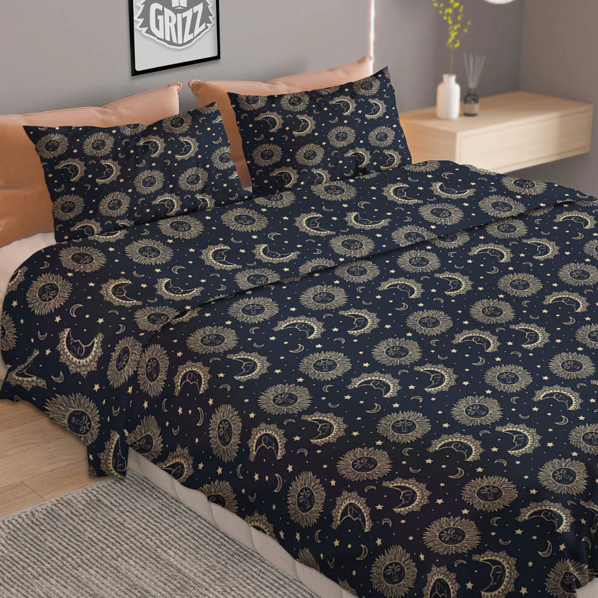 Constellation Bohemian Print Pattern Duvet Cover Bedding Set - Image 2