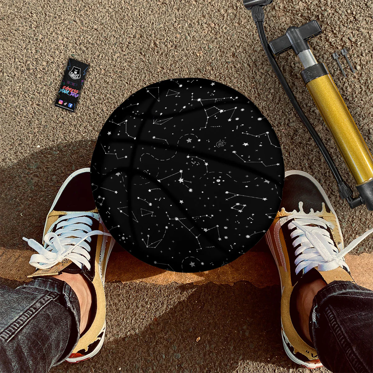 Constellation White And Black Print Basketball - Image 2