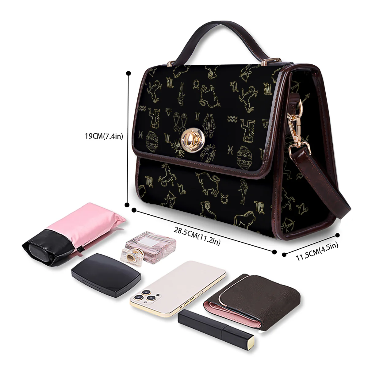 Constellation Zodiac Print Pattern Women's Satchel Bag - Image 4