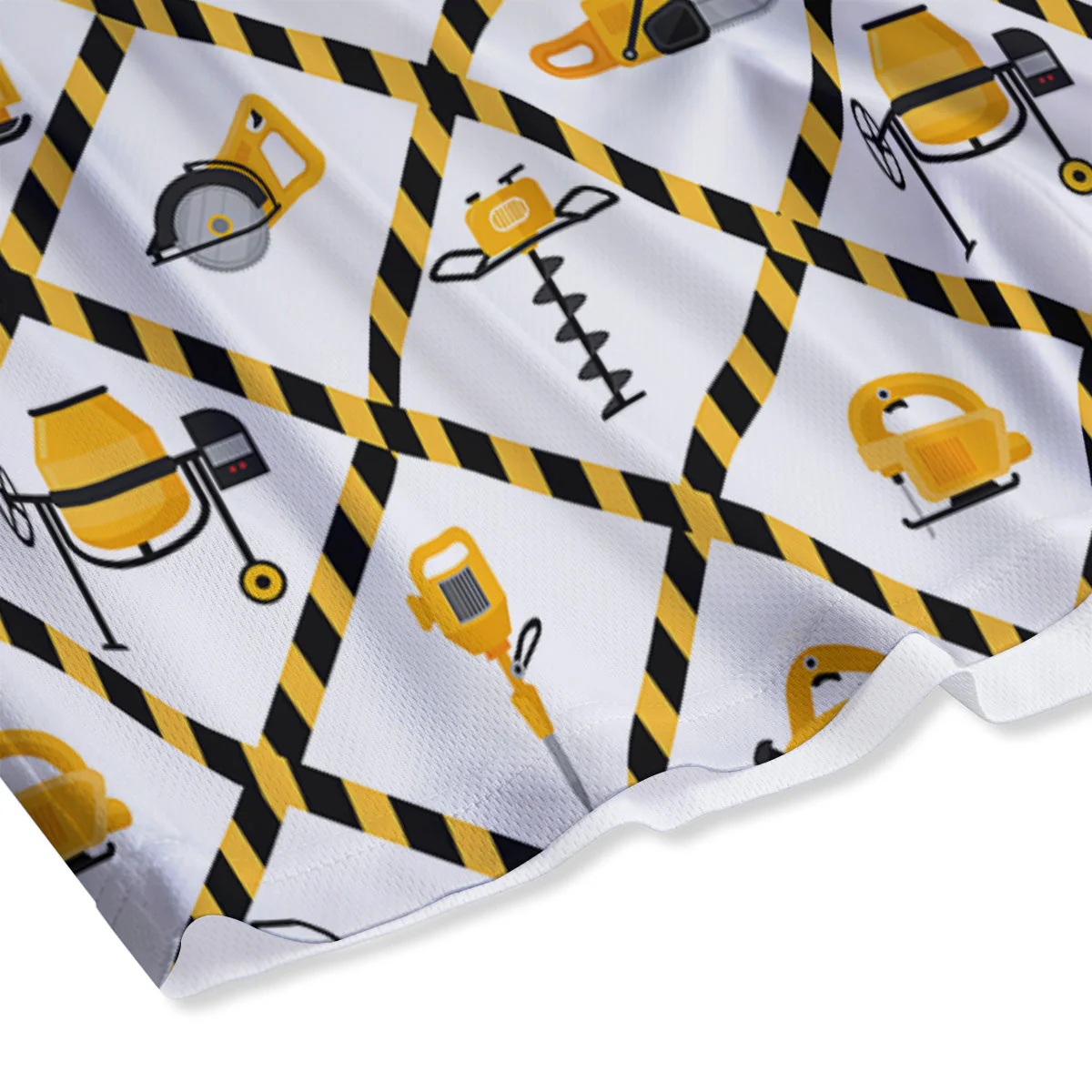 Construction Equipment Yellow Print Pattern Mesh Shorts - Image 4