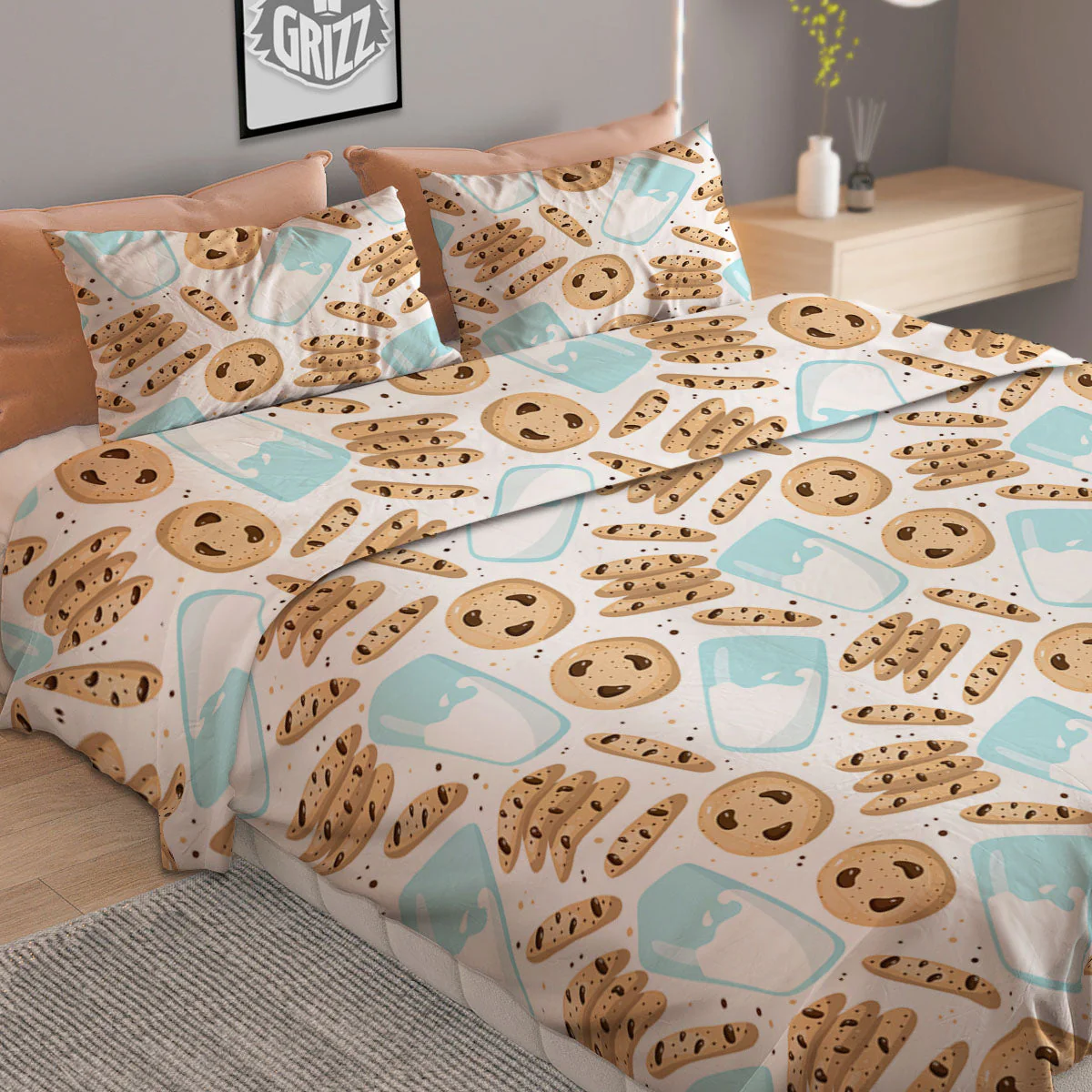 Cookies And Milk Print Pattern Duvet Cover Bedding Set - Image 2
