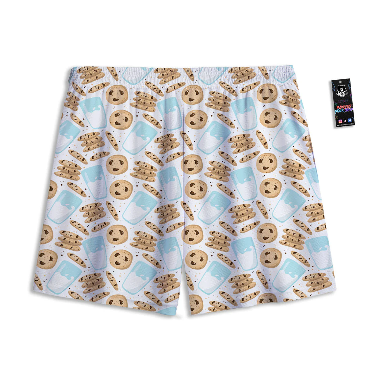 Cookies And Milk Print Pattern Mesh Shorts - Image 2