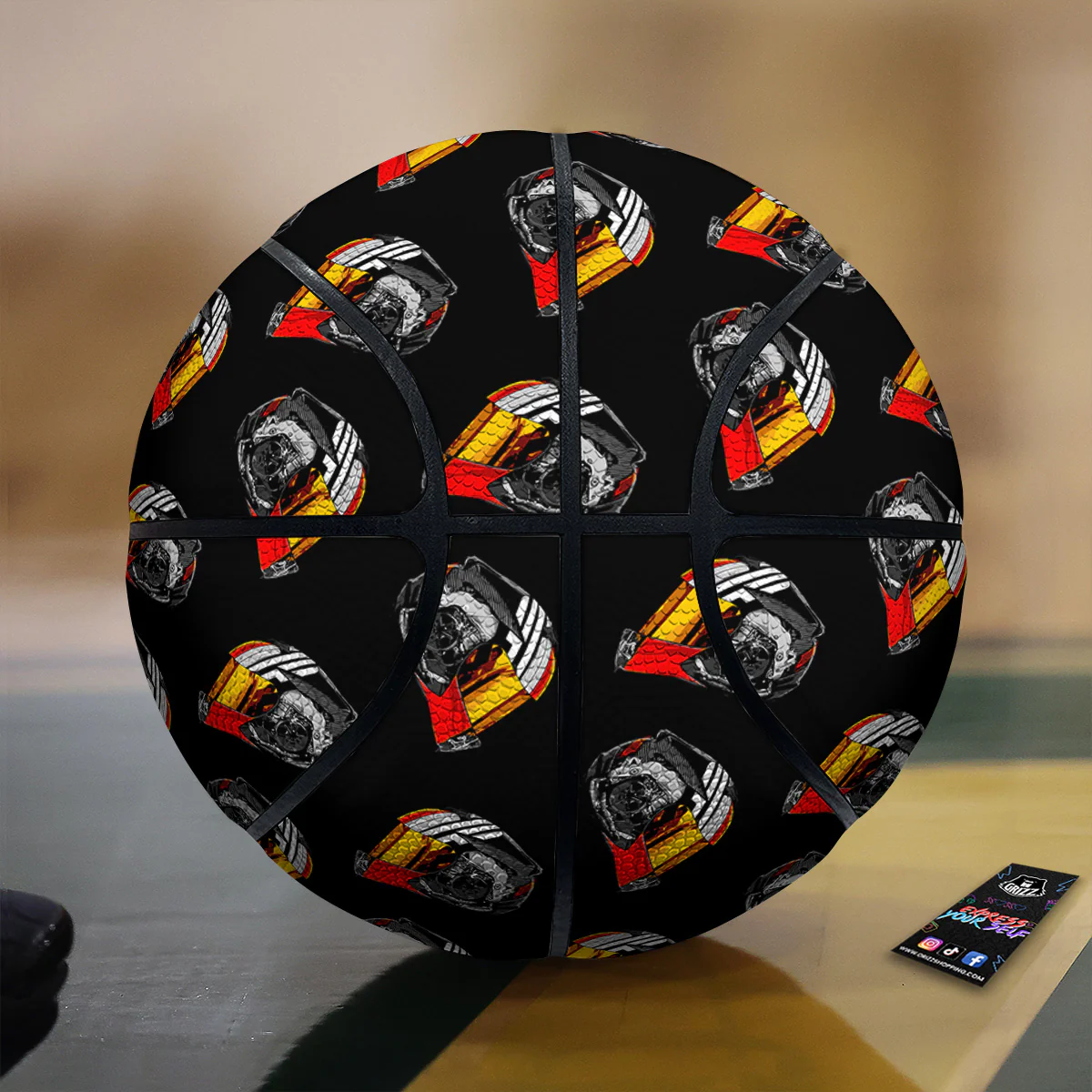 Cool Biker Helmet Print Pattern Basketball
