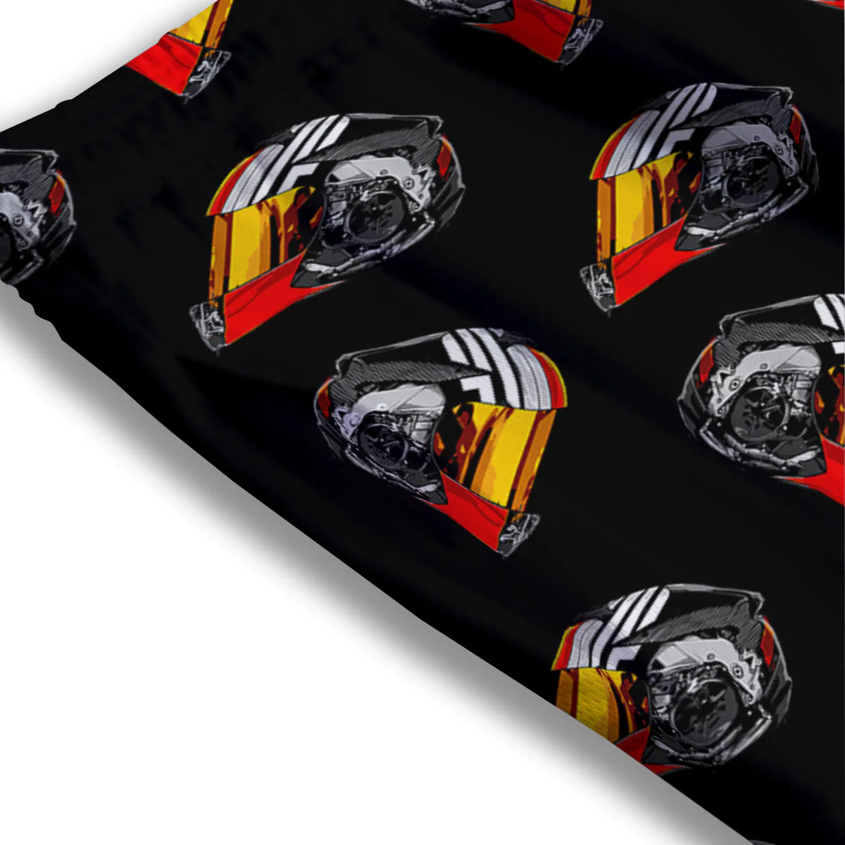 Cool Biker Helmet Print Pattern Mesh Shorts - Image 3