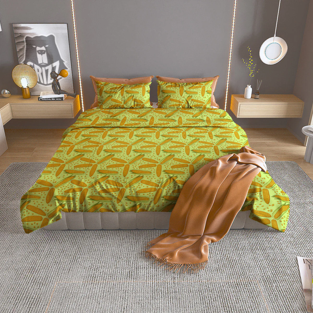 Corn On Cob Print Pattern Duvet Cover Bedding Set