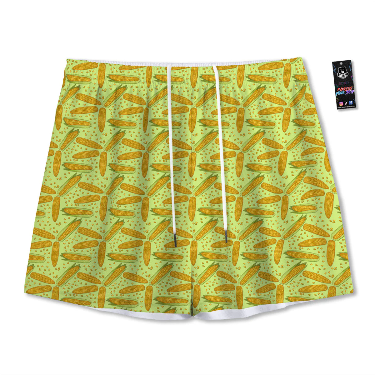 Corn On Cob Print Pattern Mesh Shorts