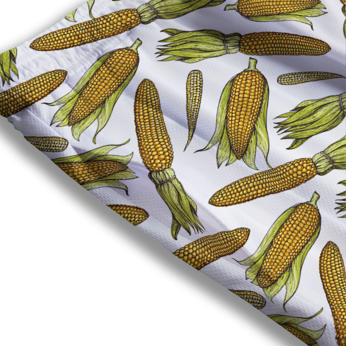 Corncob Hand-Drawn Print Pattern Mesh Shorts - Image 3