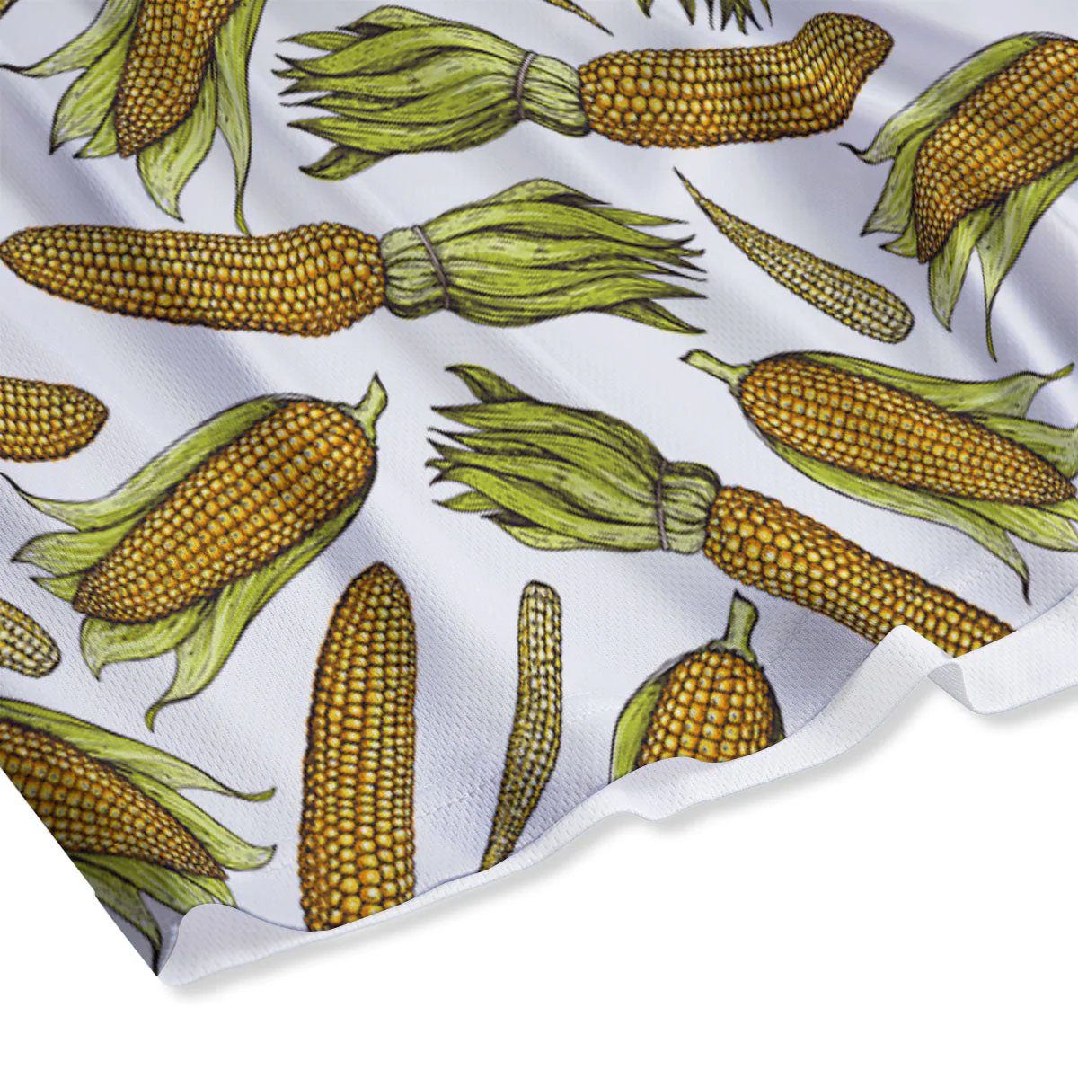 Corncob Hand-Drawn Print Pattern Mesh Shorts - Image 4
