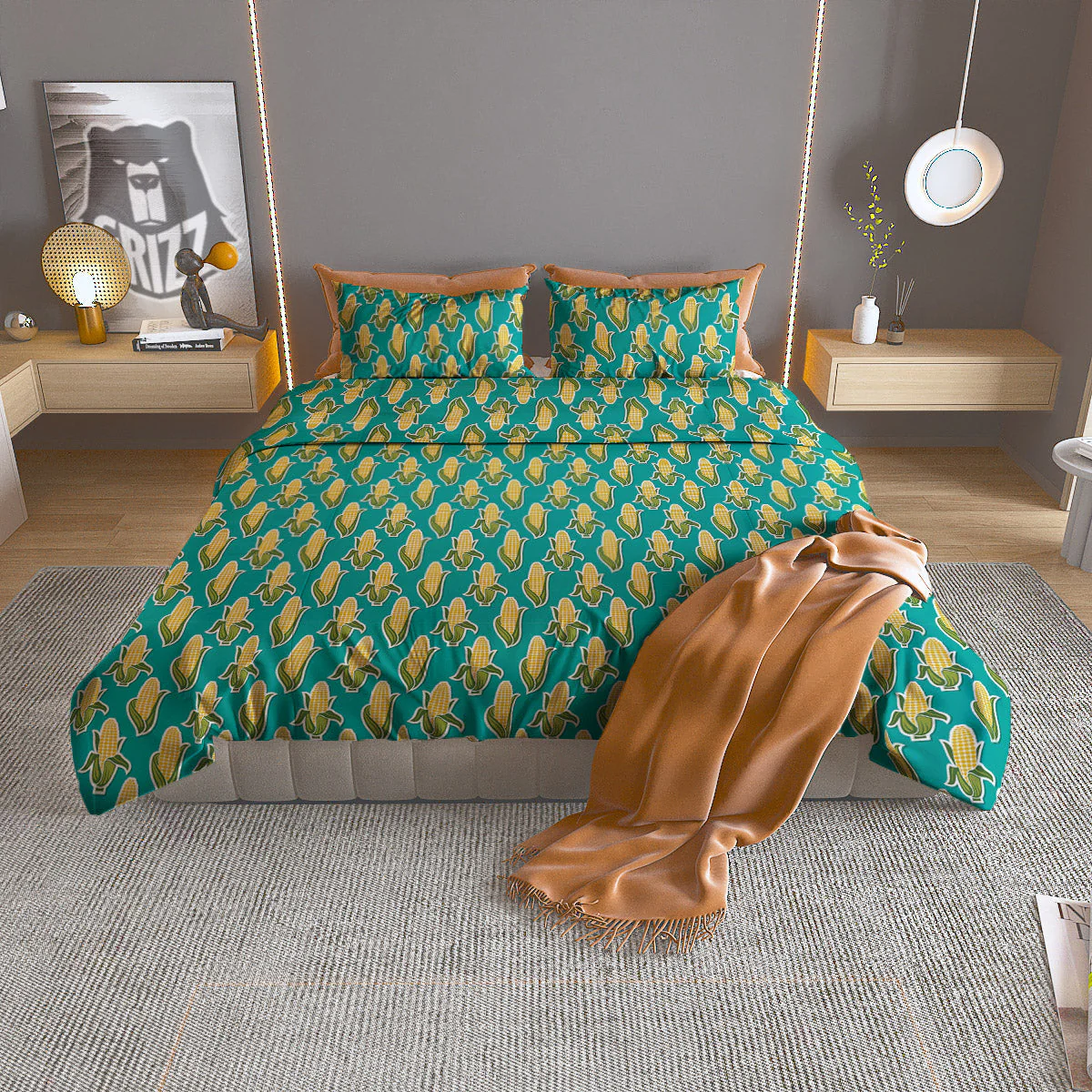 Corncob Print Pattern Duvet Cover Bedding Set