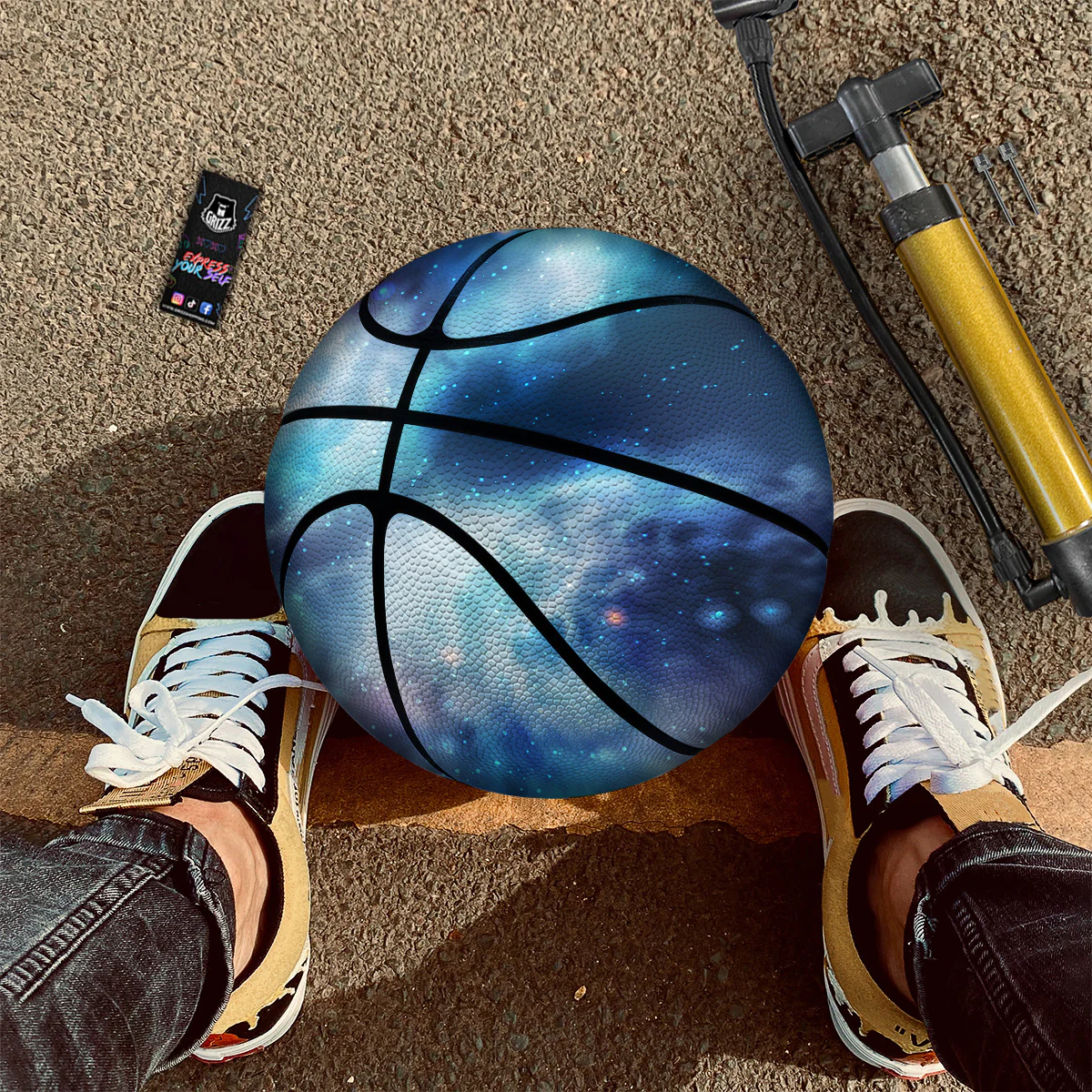 Cosmic Galaxy Space Blue Purple Print Basketball - Image 2
