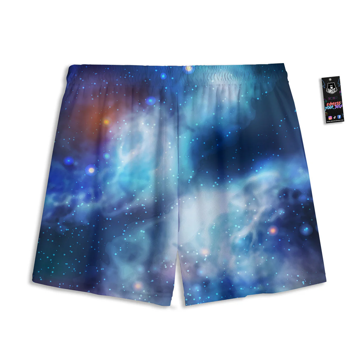 Cosmic Galaxy Space Blue Purple Print Mesh Shorts - Image 2