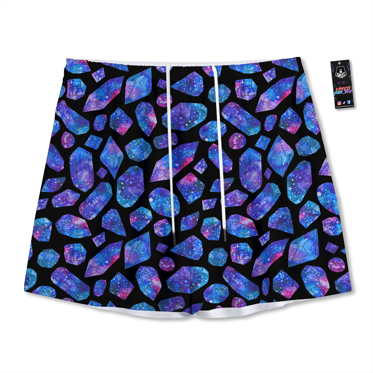 Cosmic Galaxy Space Purple Crystal Print Mesh Shorts