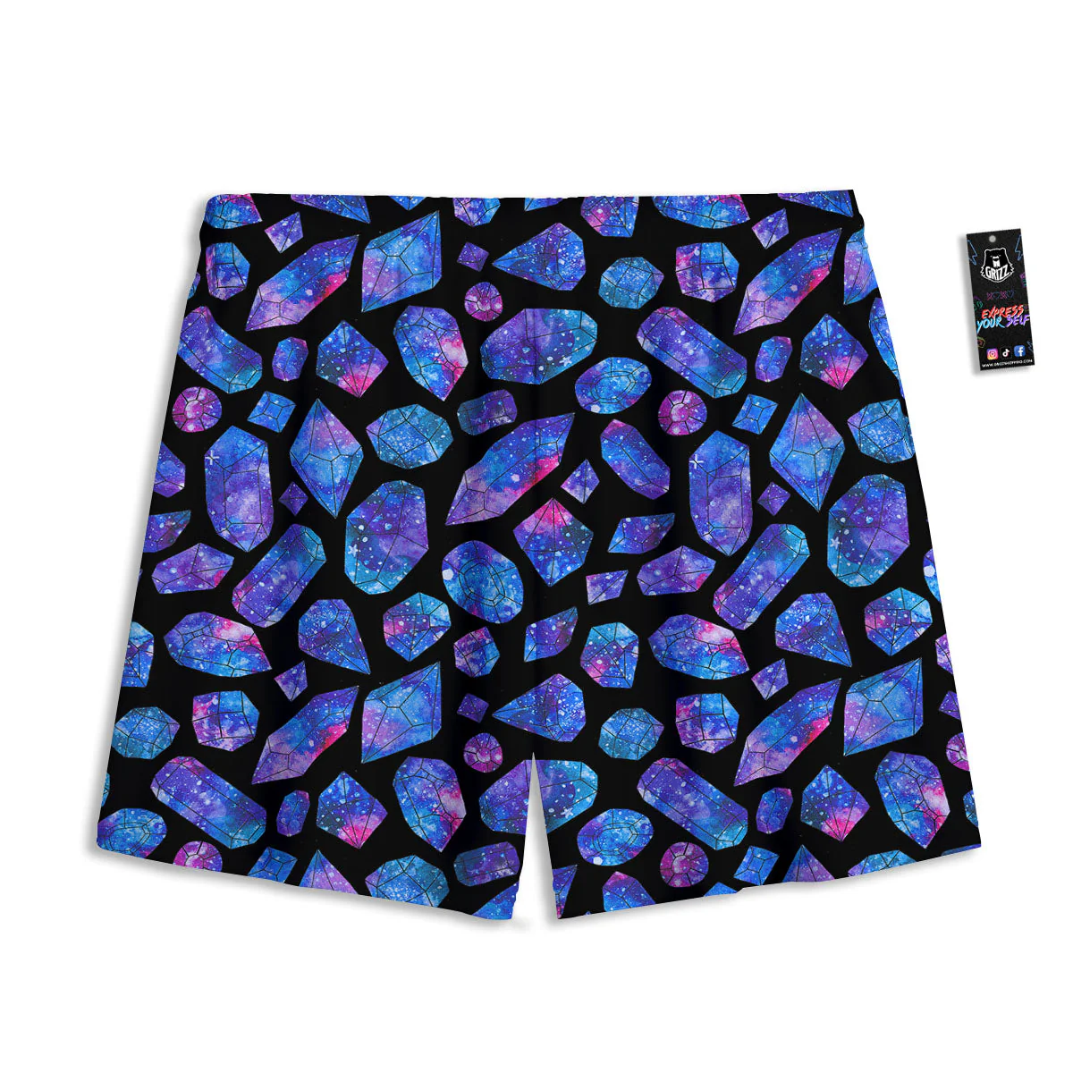 Cosmic Galaxy Space Purple Crystal Print Mesh Shorts - Image 2