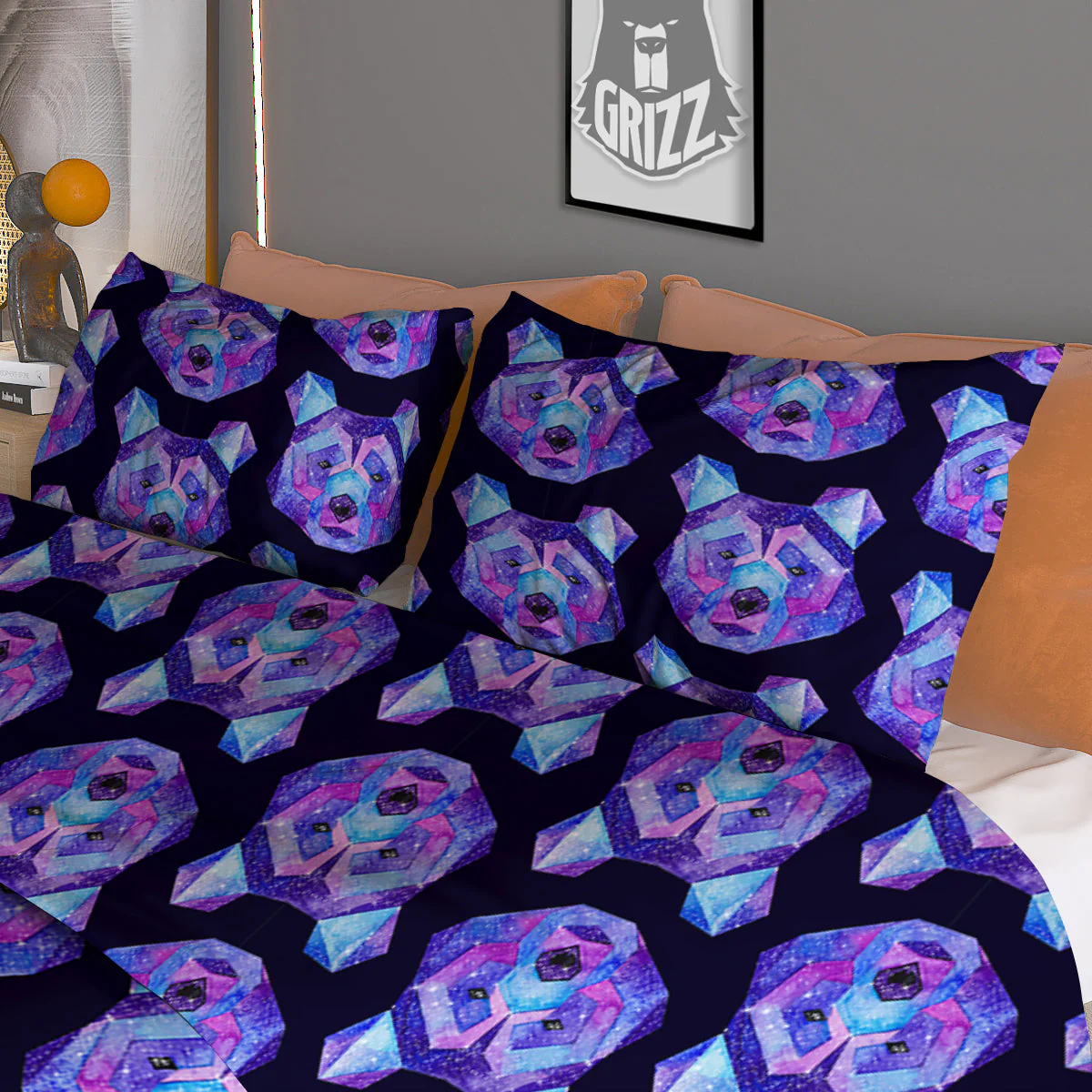 Cosmic Polygonal Bear Print Pattern Duvet Cover Bedding Set - Image 3