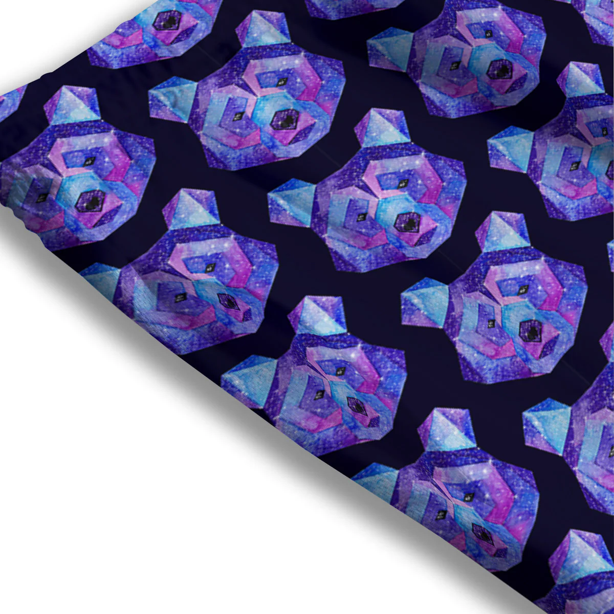 Cosmic Polygonal Bear Print Pattern Mesh Shorts - Image 3