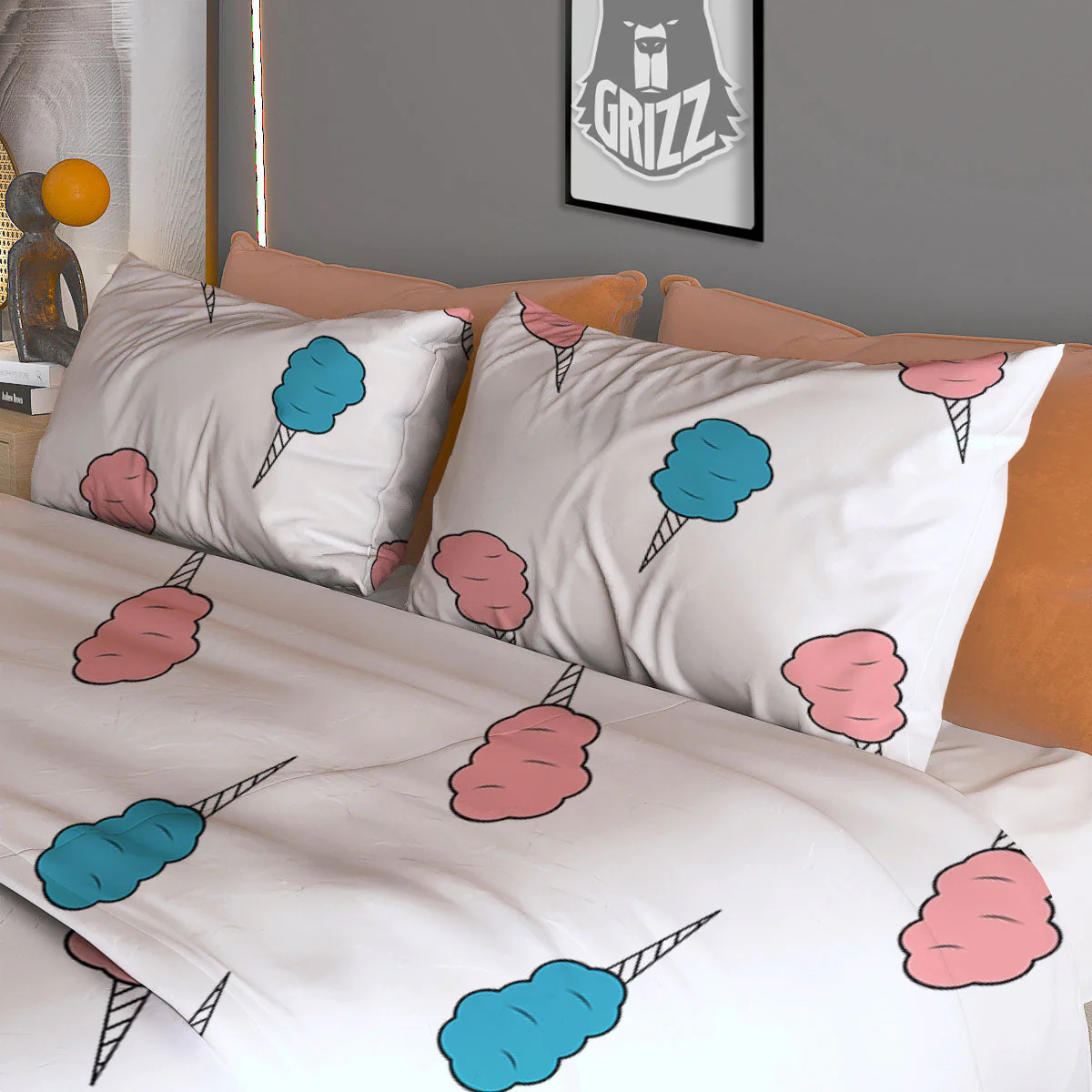 Cotton Candy Blue And Pink Print Pattern Duvet Cover Bedding Set - Image 3