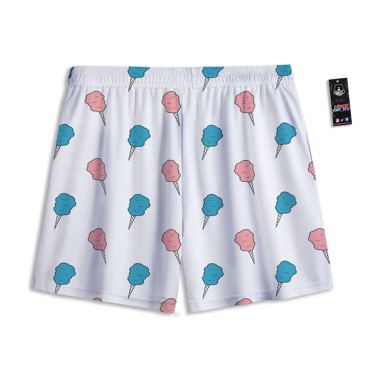 Cotton Candy Blue And Pink Print Pattern Mesh Shorts - Image 2