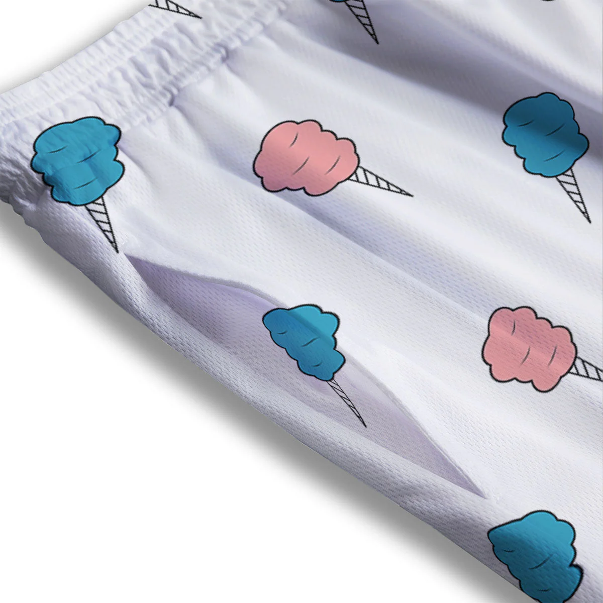 Cotton Candy Blue And Pink Print Pattern Mesh Shorts - Image 3