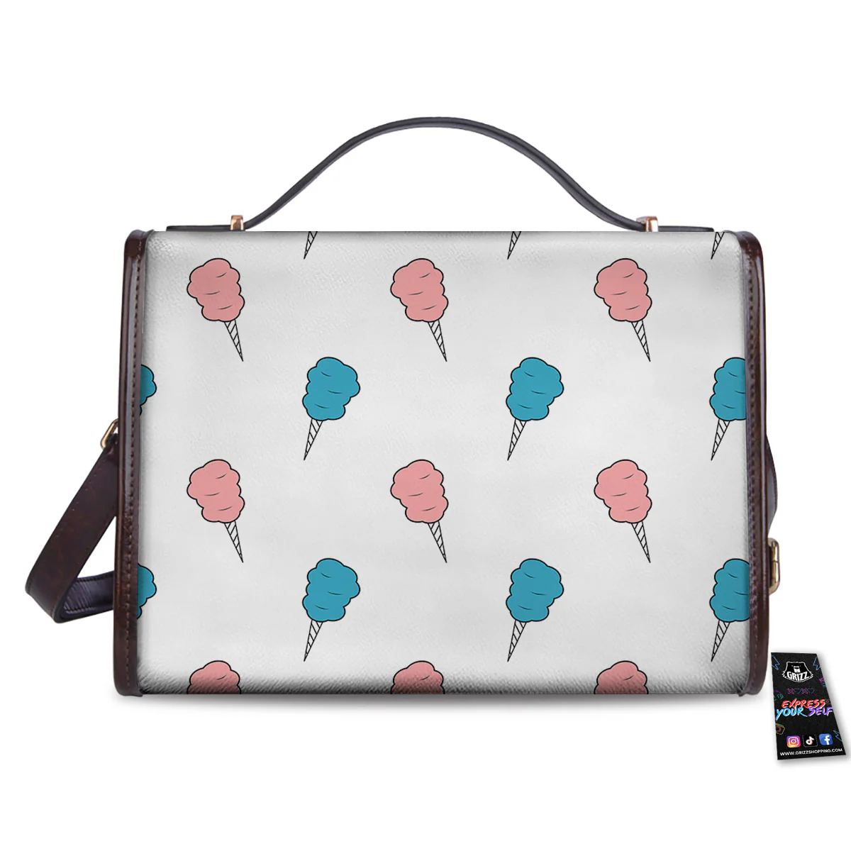 Cotton Candy Blue And Pink Print Pattern Women's Satchel Bag - Image 2
