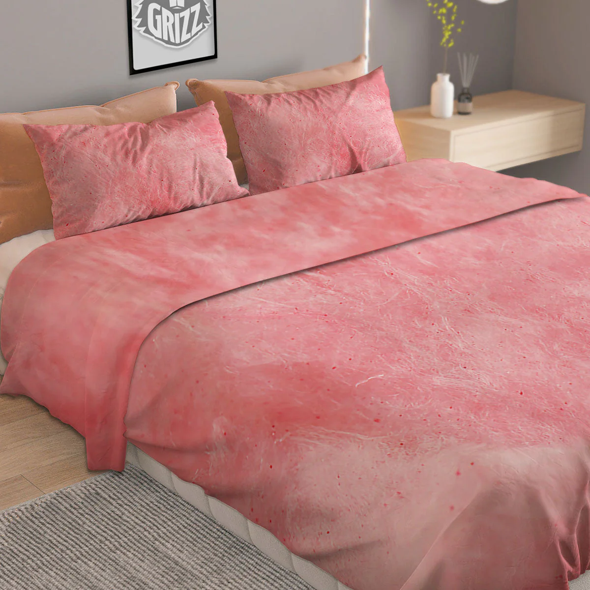 Cotton Candy Pink Print Duvet Cover Bedding Set - Image 2