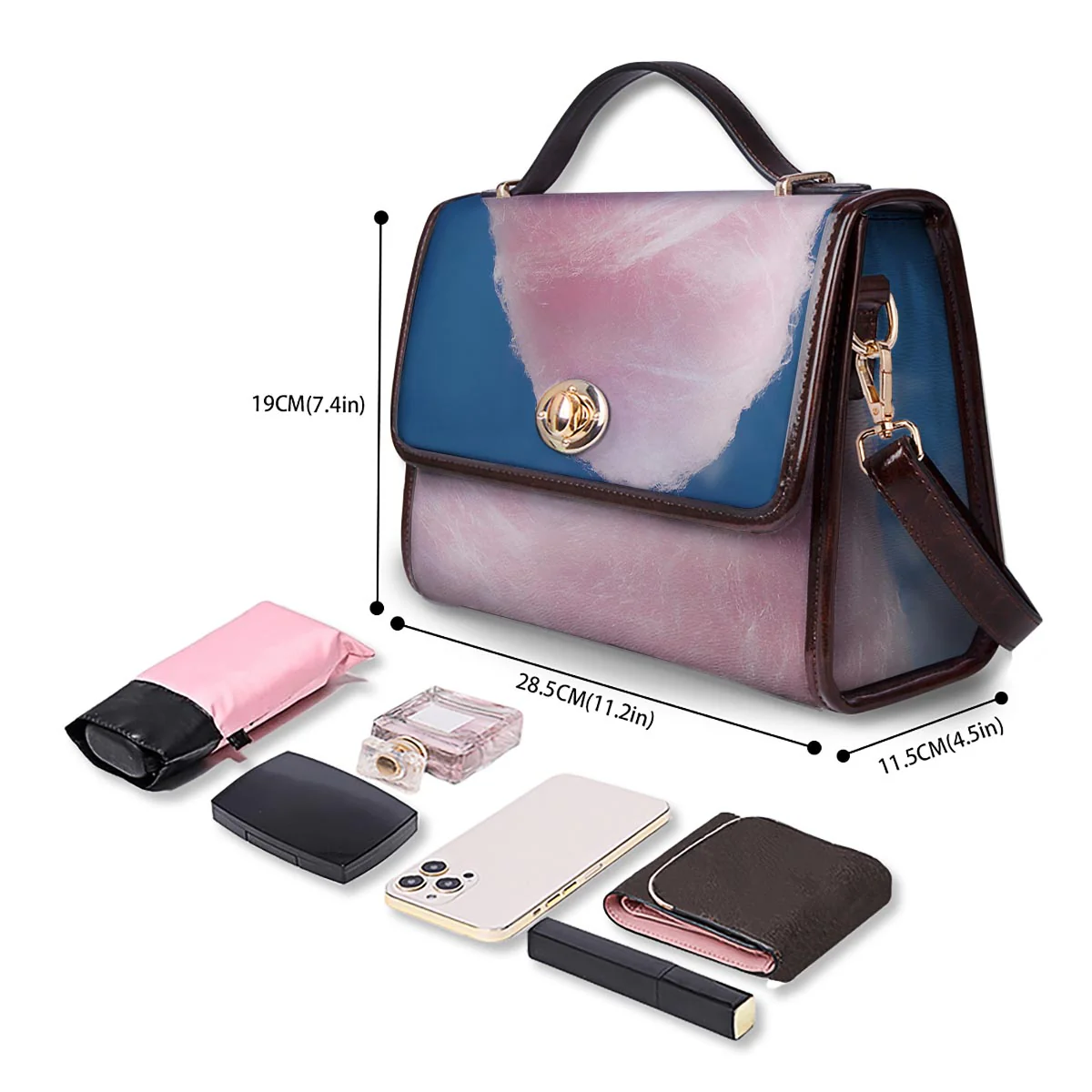 Cotton Candy Sweet Print Women's Satchel Bag - Image 4