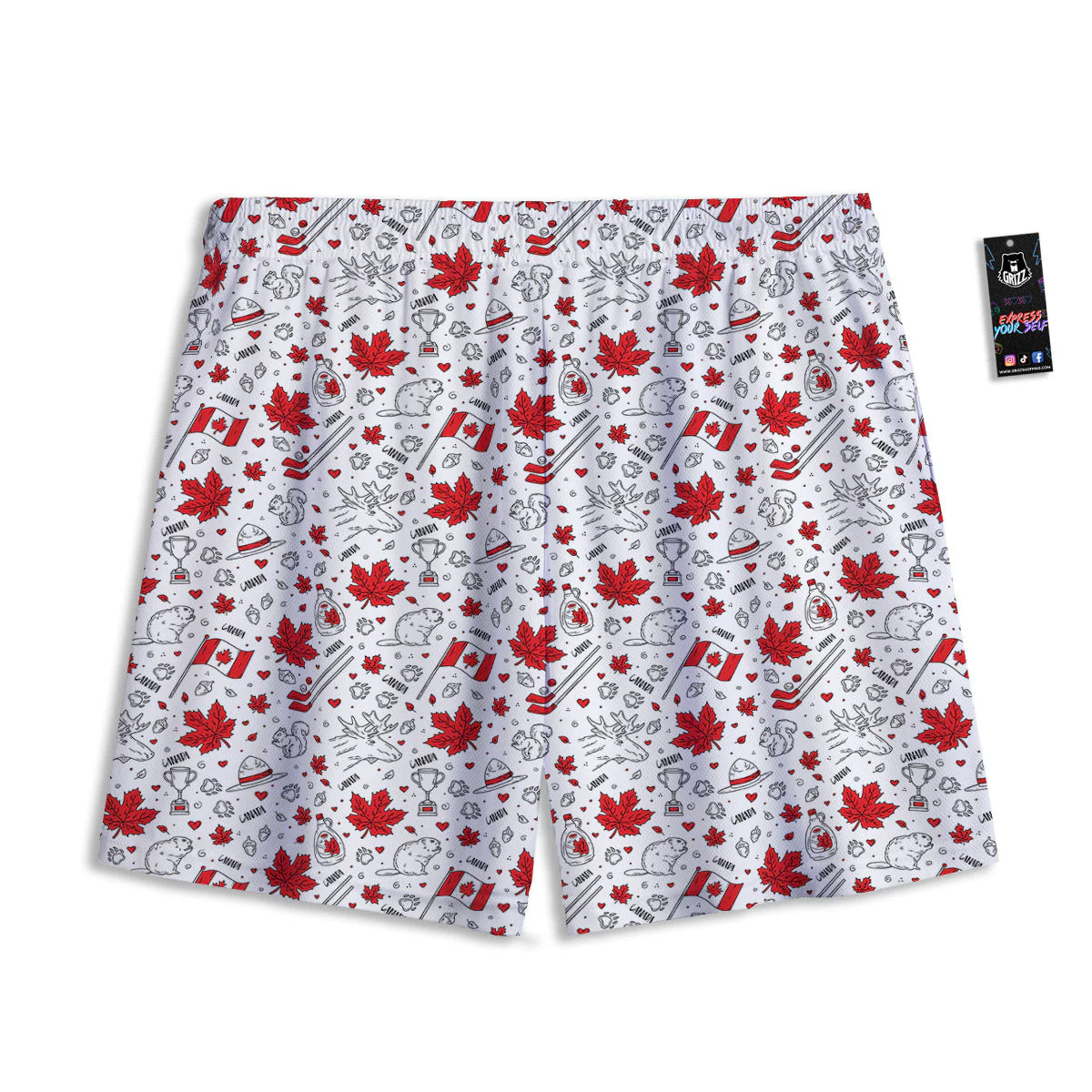 Country Canada Print Pattern Mesh Shorts - Image 2