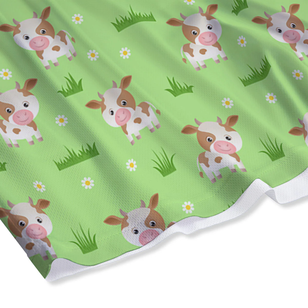 Cow And Green Grass Print Pattern Mesh Shorts - Image 4