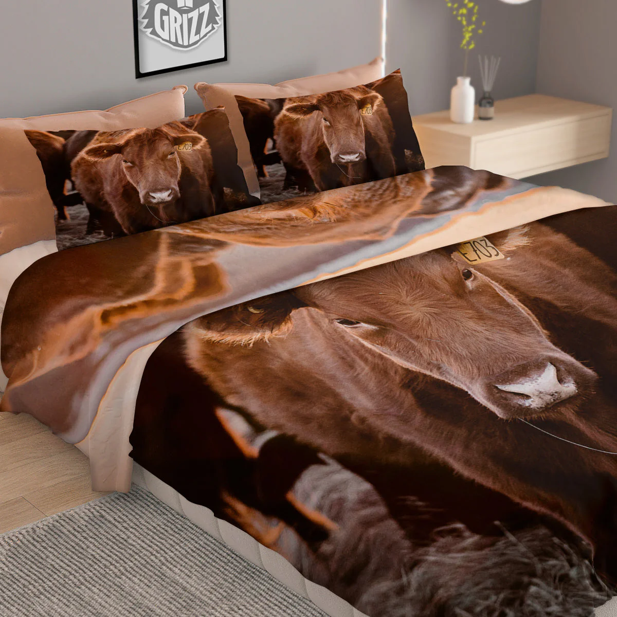 Cow Brown Print Duvet Cover Bedding Set - Image 2