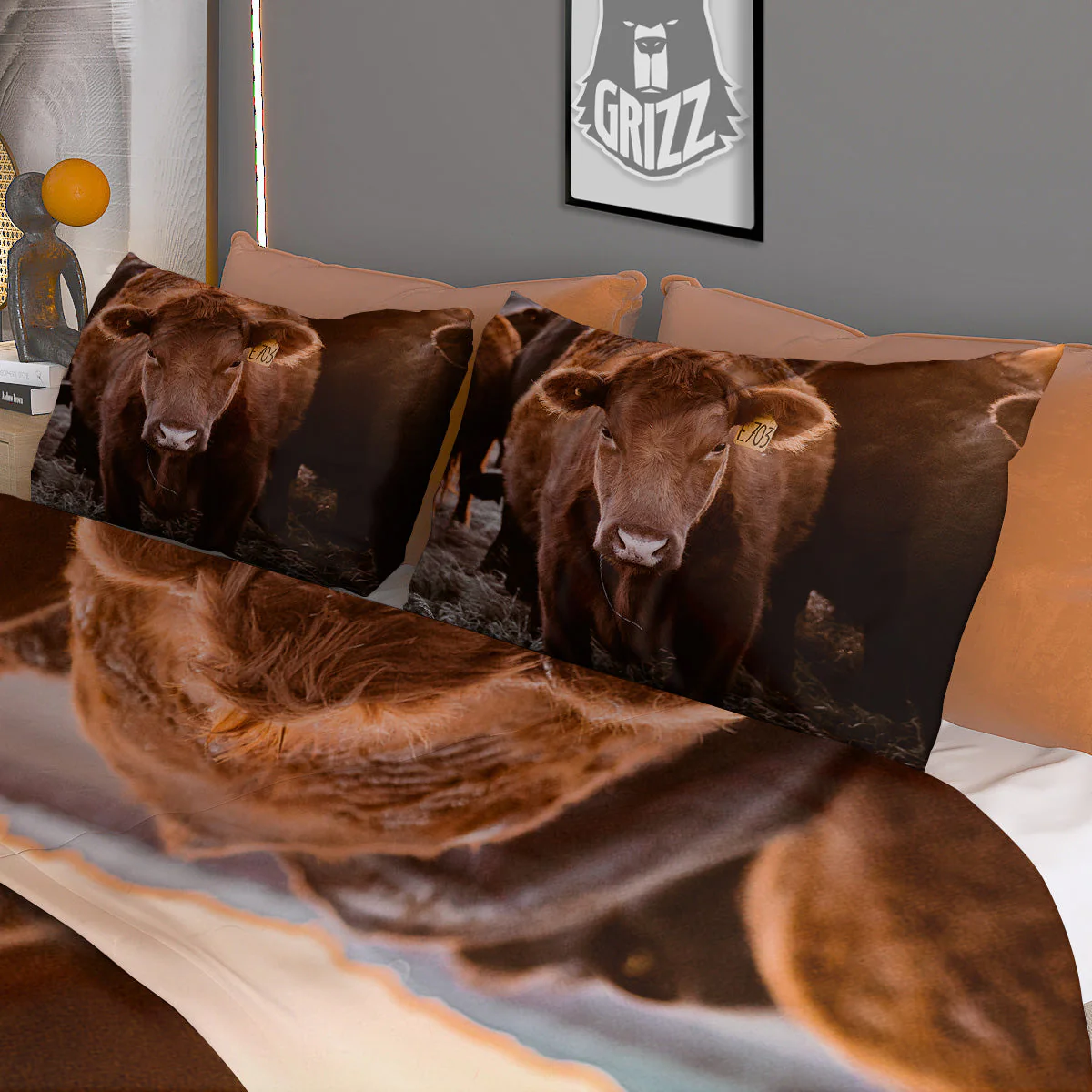 Cow Brown Print Duvet Cover Bedding Set - Image 3