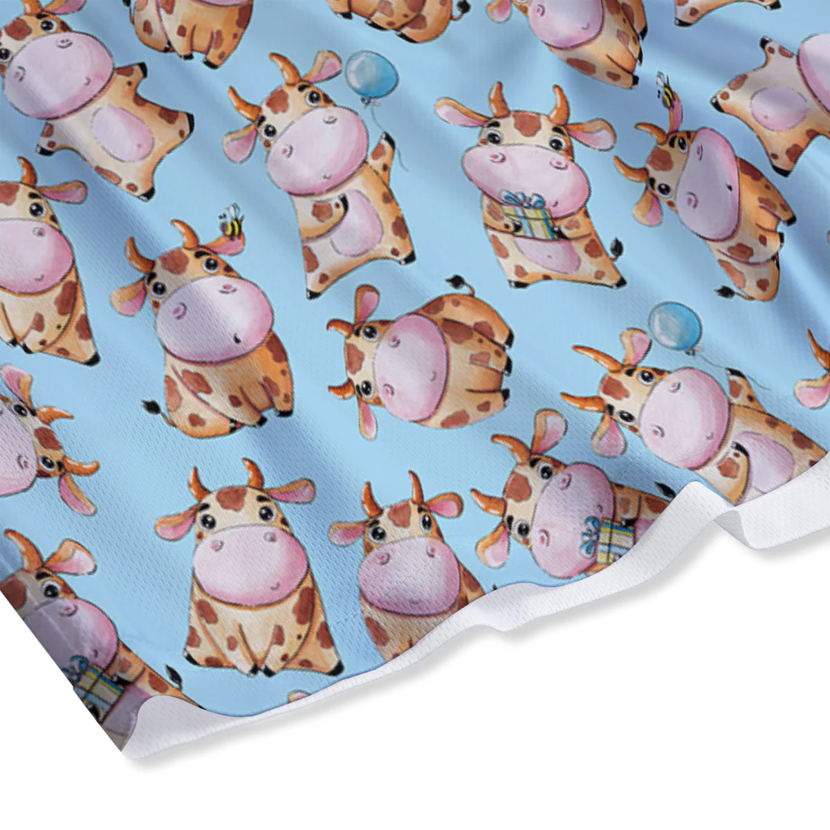 Cow Cartoon Watercolor Print Pattern Mesh Shorts - Image 4