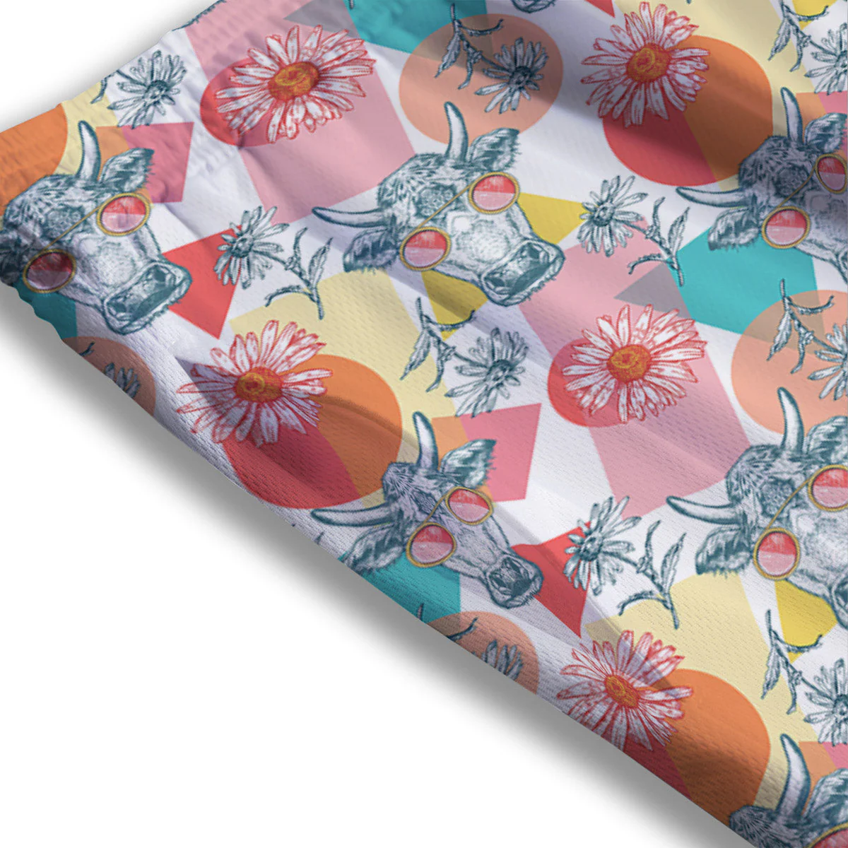 Cow Colorful Print Pattern Mesh Shorts - Image 3
