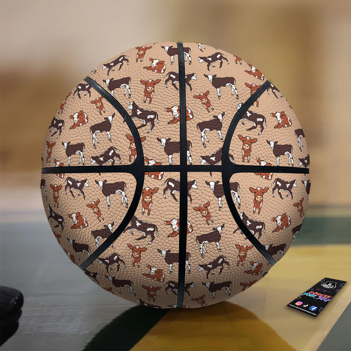 Cow Doodle Print Pattern Basketball
