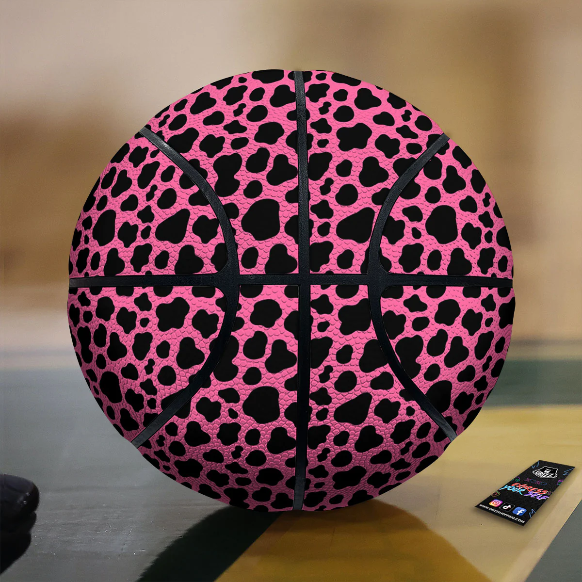 Cow Pink And Black Print Basketball