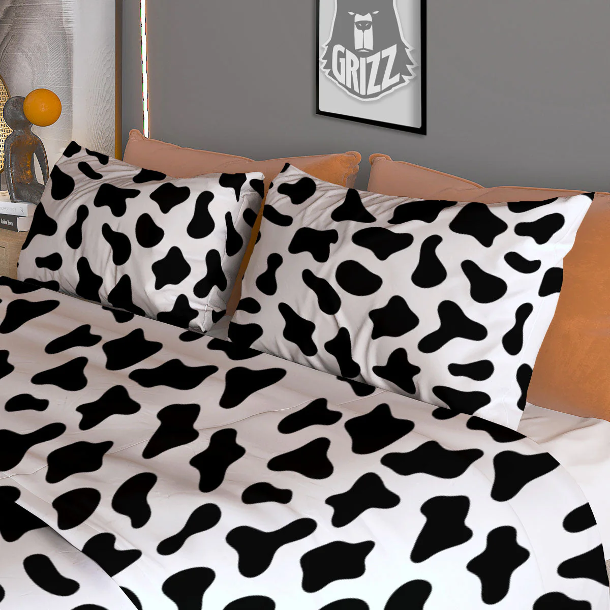 Cow White And Black Print Pattern Duvet Cover Bedding Set - Image 3